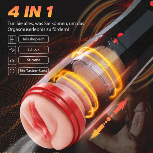 4 IN 1 Realistischer Masturbator mit Stoßfunktion