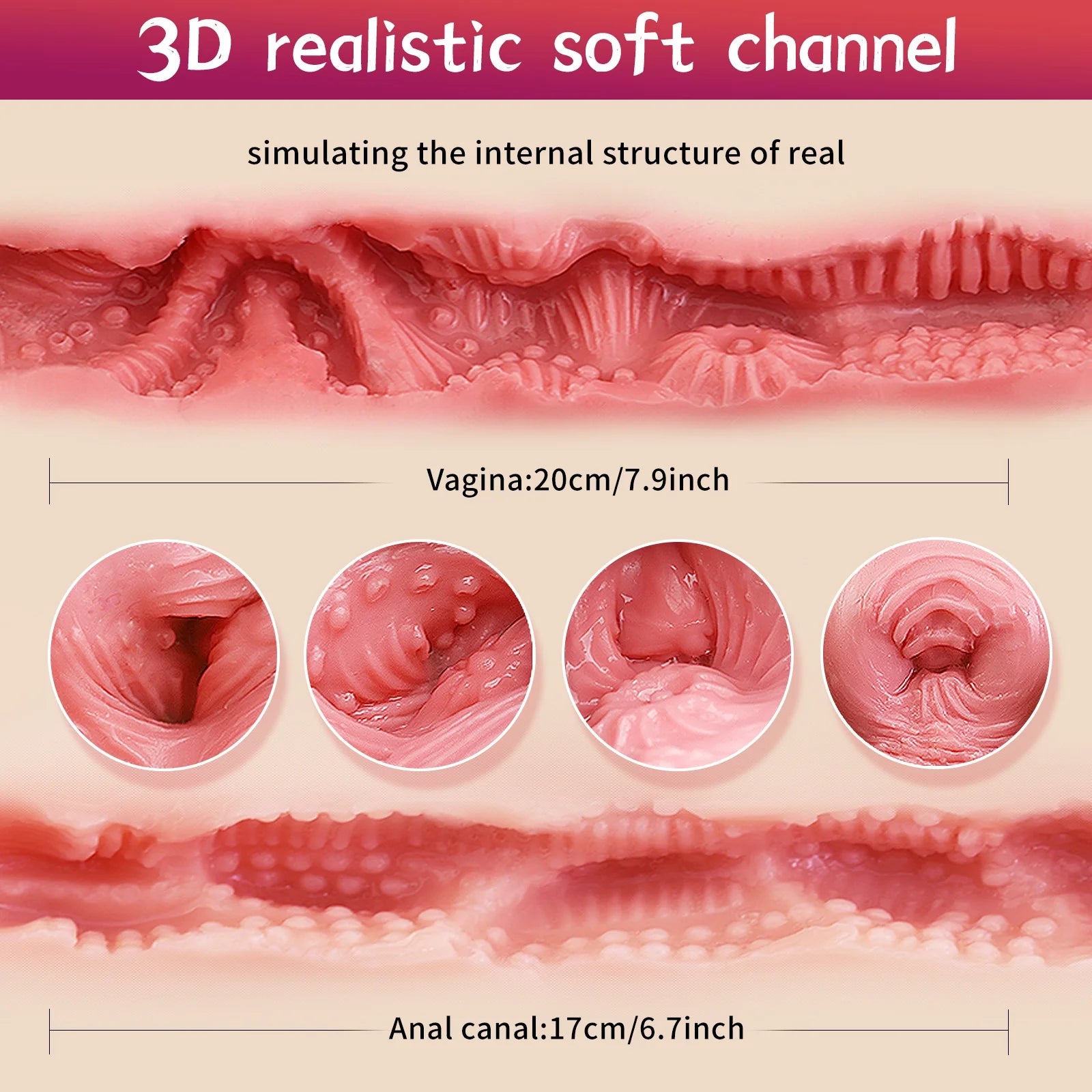 Realistischer Masturbator Torso Nero-Sophie, Vaginal- und Analkanäle