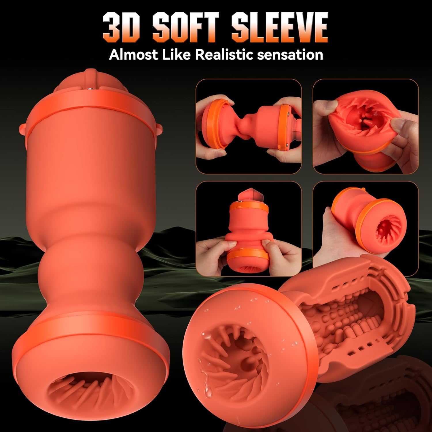 5-in-1 App-gesteuerter Masturbator mit 9 Vibrationsmodi, Leck-, Stoß- und Saugfunktion