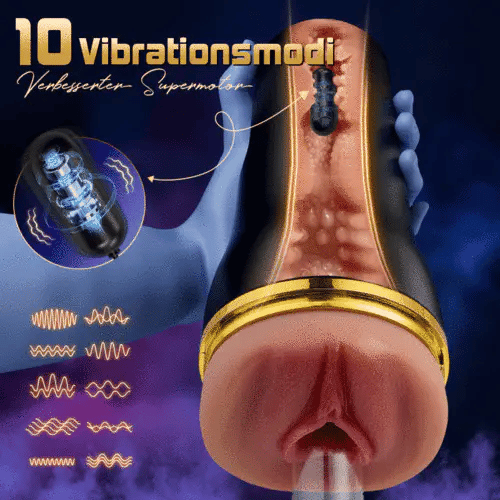 5 Sucking 10 Vibrating Realistischer Masturbator für Männer