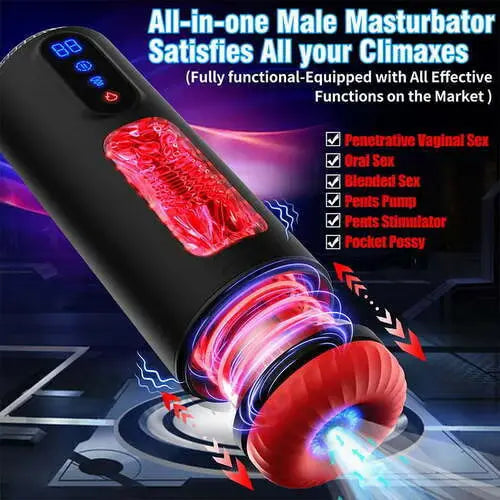 Elektrischer Masturbator für Männer mit Stoß-, Saug- & Heizfunktion