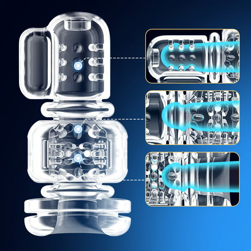 MTX: Tragbarer 9 Stoß- & Vibrationsfreihändiger Männlicher Stroker